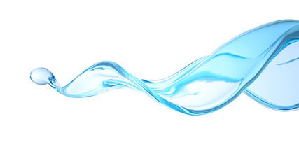 Beautiful, elegant splash of water. 3d illustration, 3d rendering.