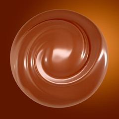 A splash of chocolate on a brown background. 3d illustration, 3d rendering.