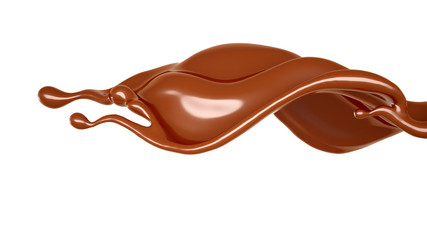 A beautiful, elegant splash of chocolate. 3d illustration, 3d rendering.