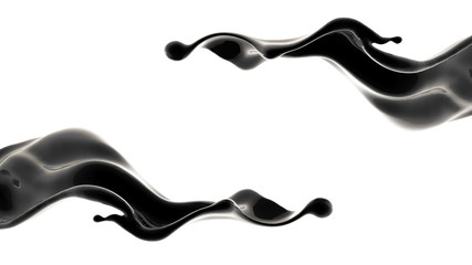 Splash of black liquid. 3d illustration, 3d rendering.