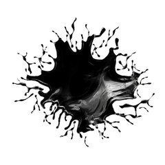 Splash of black liquid. 3d illustration, 3d rendering.