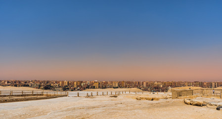 city landscape Giza (Cairo) with plateau pyramids.