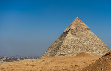 Fototapeta na wymiar The Pyramid of Khafre on the Giza Plateau near Cairo, Egypt..
