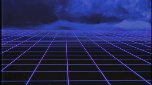 Smoky Retro 80's Tron Grid [Seamless Loop] (Blue)