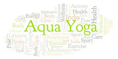 Obraz premium Aqua Yoga word cloud.
