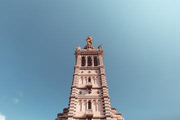 The bell tower of the basilica of Notre Dame de la Garde in Marseille