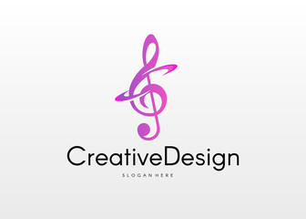 Music logotype. Musical key vector illustration
