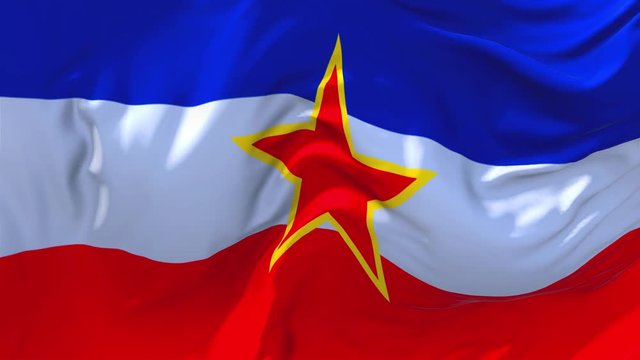 285. Yugoslavia Flag Waving in Wind Slow Motion Animation . 4K Realistic Fabric Texture Flag Smooth Blowing on a windy day Continuous Seamless Loop Background.