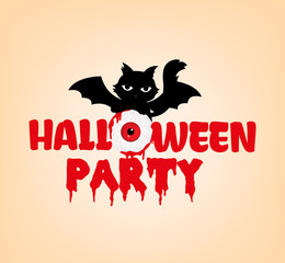 Design of Halloween Party text for halloween day and card or background