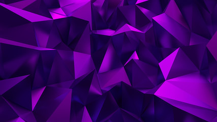 Elegant purple background with triangles and crystals. 3d illustration, 3d rendering.