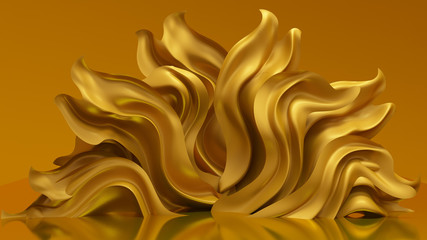 Luxury background with gold drapery fabric. 3d illustration, 3d rendering.