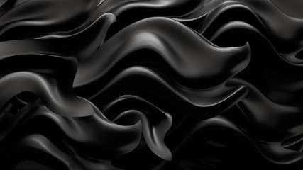 Black background with drapery fabric. 3d illustration, 3d rendering.