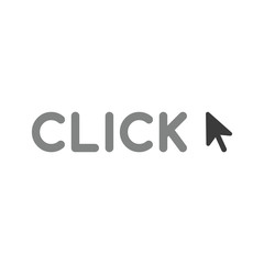 Vector icon concept of click word with mouse cursor arrow