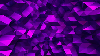 Elegant purple background with triangles and crystals. 3d illustration, 3d rendering.