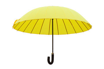 opened yellow umbrella with black handle