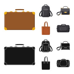 Isolated object of suitcase and baggage icon. Collection of suitcase and journey stock symbol for web.