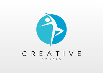 Dance studio logo design. Vector body shape logo. Dance icon concept. - 220826756