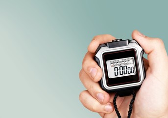 Close-up Stopwatch in Human Hand, Timer