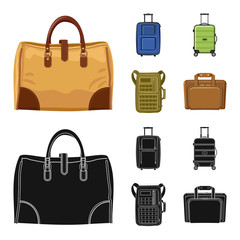 Vector design of suitcase and baggage logo. Collection of suitcase and journey stock symbol for web.