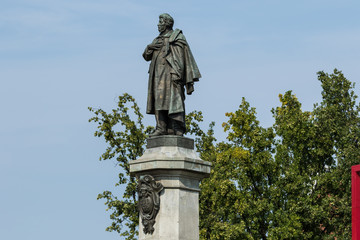 Adam Mickiewicz Monument in Warsaw by sculptor Cyprian Godebski unveiled on 24 December 1898 on the...