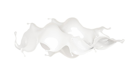 Splash of thick white liquid. 3d illustration, 3d rendering.