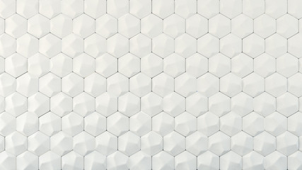 White geometric honeycomb hexagon background. 3d illustration, 3d rendering.