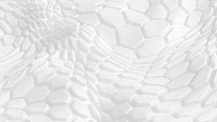 White geometric honeycomb hexagon background. 3d illustration, 3d rendering.