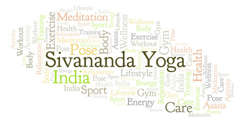 Sivananda Yoga word cloud.