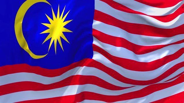 287. Malaysia Flag Waving in Wind Slow Motion Animation . 4K Realistic Fabric Texture Flag Smooth Blowing on a windy day Continuous Seamless Loop Background.