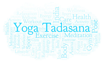 Obraz premium Yoga Tadasana word cloud.