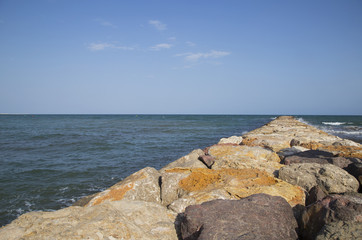 Paisaje, mar, costa, agua, piedras, azul, horizonte
