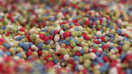 Geometric particle multicolor background. 3d illustration, 3d rendering.