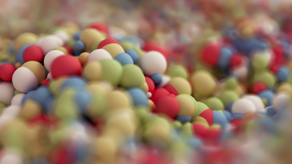 Geometric particle multicolor background. 3d illustration, 3d rendering.