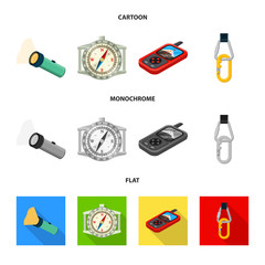 Vector illustration of alpinism and peak logo. Set of alpinism and camp stock symbol for web.