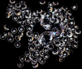 precious stones on a black background.