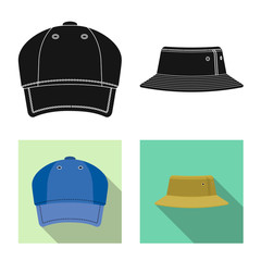 Isolated object of headwear and cap icon. Collection of headwear and accessory stock vector illustration.