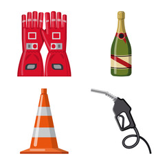 Vector illustration of car and rally sign. Set of car and race stock symbol for web.