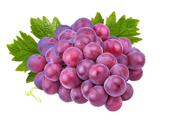 Fresh grapes isolated on white background with clipping pass
