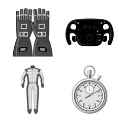 Isolated object of car and rally logo. Set of car and race stock symbol for web.