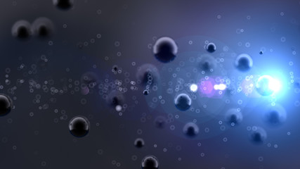 Fantastic, abstract, black, space background. 3d illustration, 3d rendering.