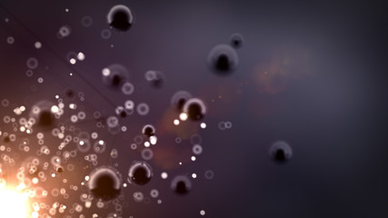 Fantastic, abstract, black, space background. 3d illustration, 3d rendering.