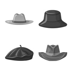 Isolated object of headwear and cap symbol. Collection of headwear and accessory vector icon for stock.