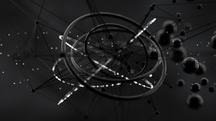 Fantastic, abstract, black, space background. 3d illustration, 3d rendering.