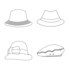 Vector illustration of headwear and cap symbol. Set of headwear and accessory stock vector illustration.