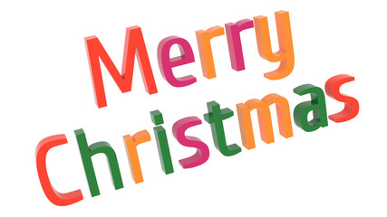 Merry Christmas Word 3D Rendered Text With Stencil Font Illustration Colored With Tetrad Colors 6 Degrees, Isolated On White Background ..