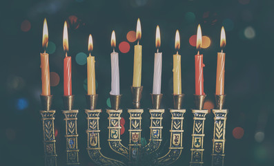 Jewish holiday hannukah symbols - menorah
