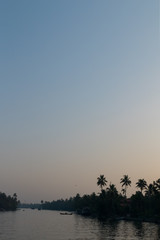 Beautiful sunset view from a boat ride at Alappuzha, Kerala, India
