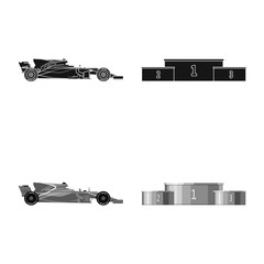 Vector illustration of car and rally sign. Collection of car and race vector icon for stock.