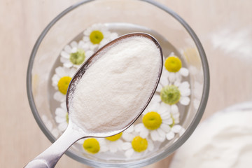 collagen protein top view, hydrolyzed collagen