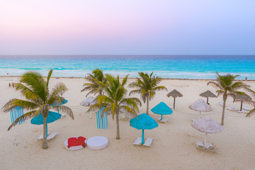 Beautiful Cancun beach at sunset, Mexico